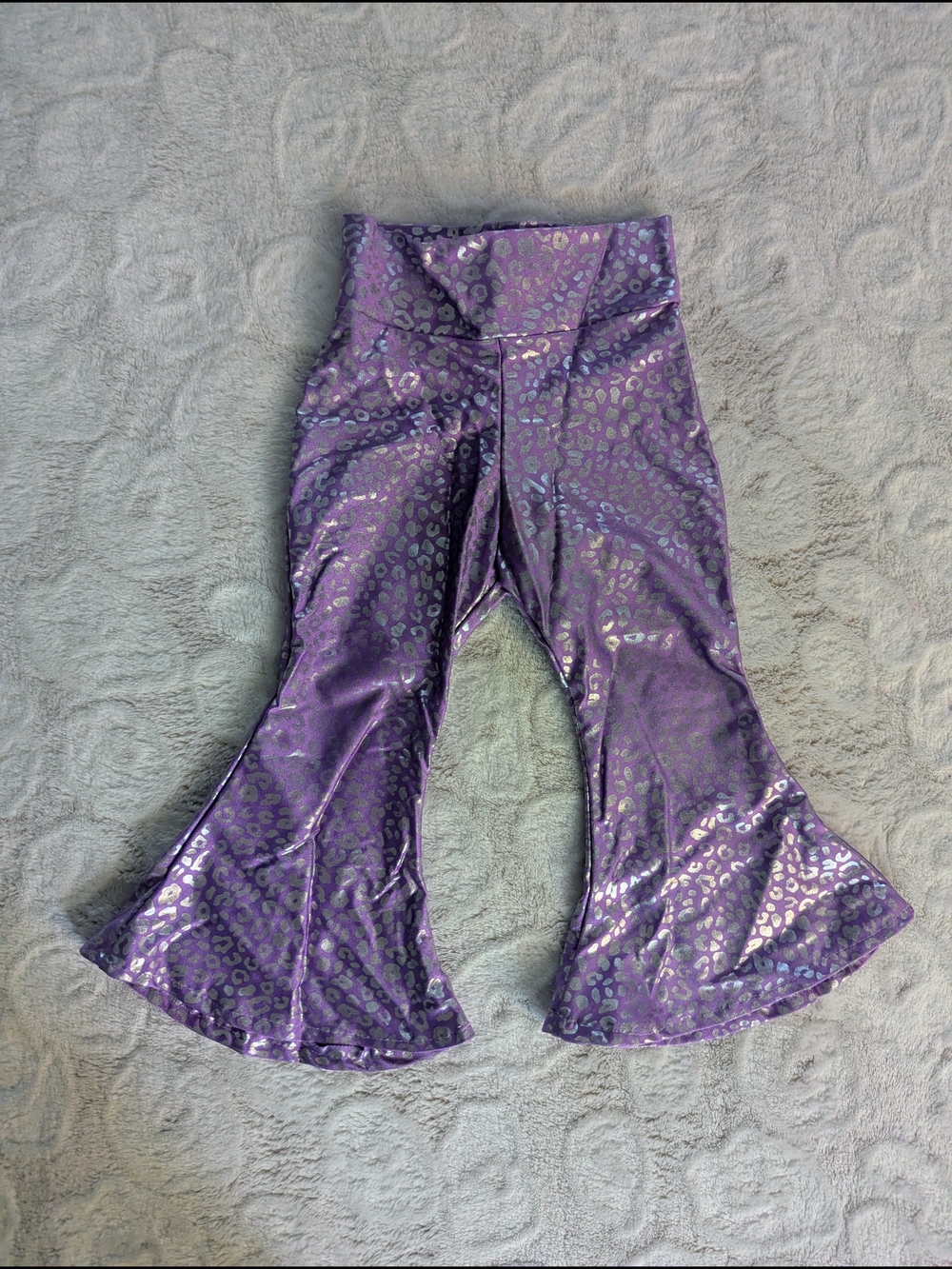 Purple Metallic Leopard Flare Pants